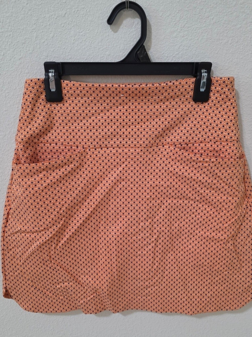 Lady Hagen Orange Mini Skirt with Geometric Print